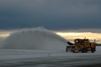 Snow is cleared from the FAI runway